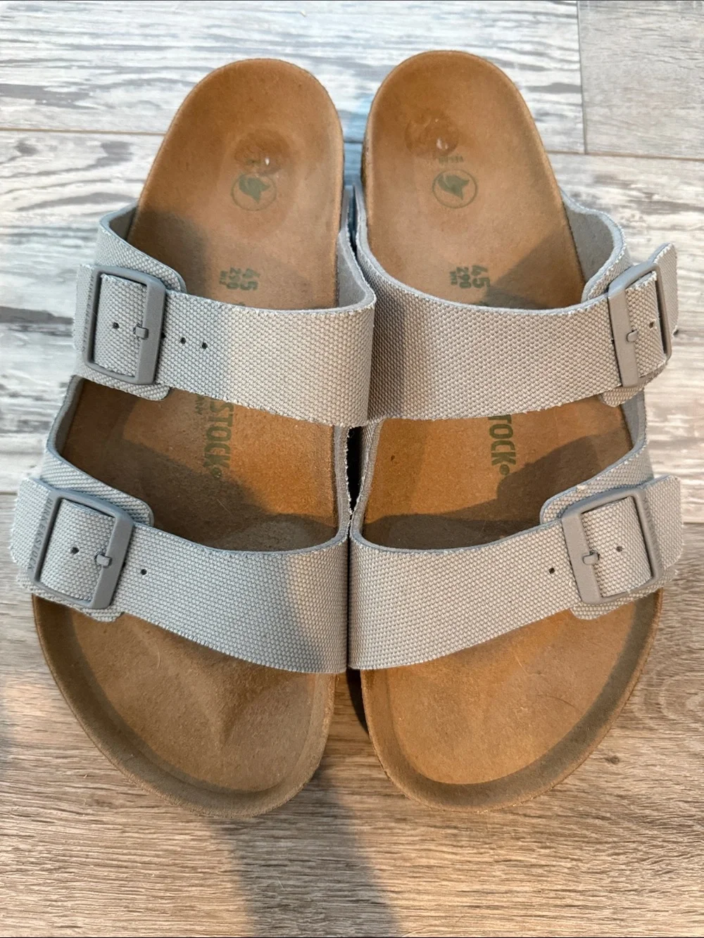 Men’s Birkenstocks Double-Strap Gray Slide Sandals